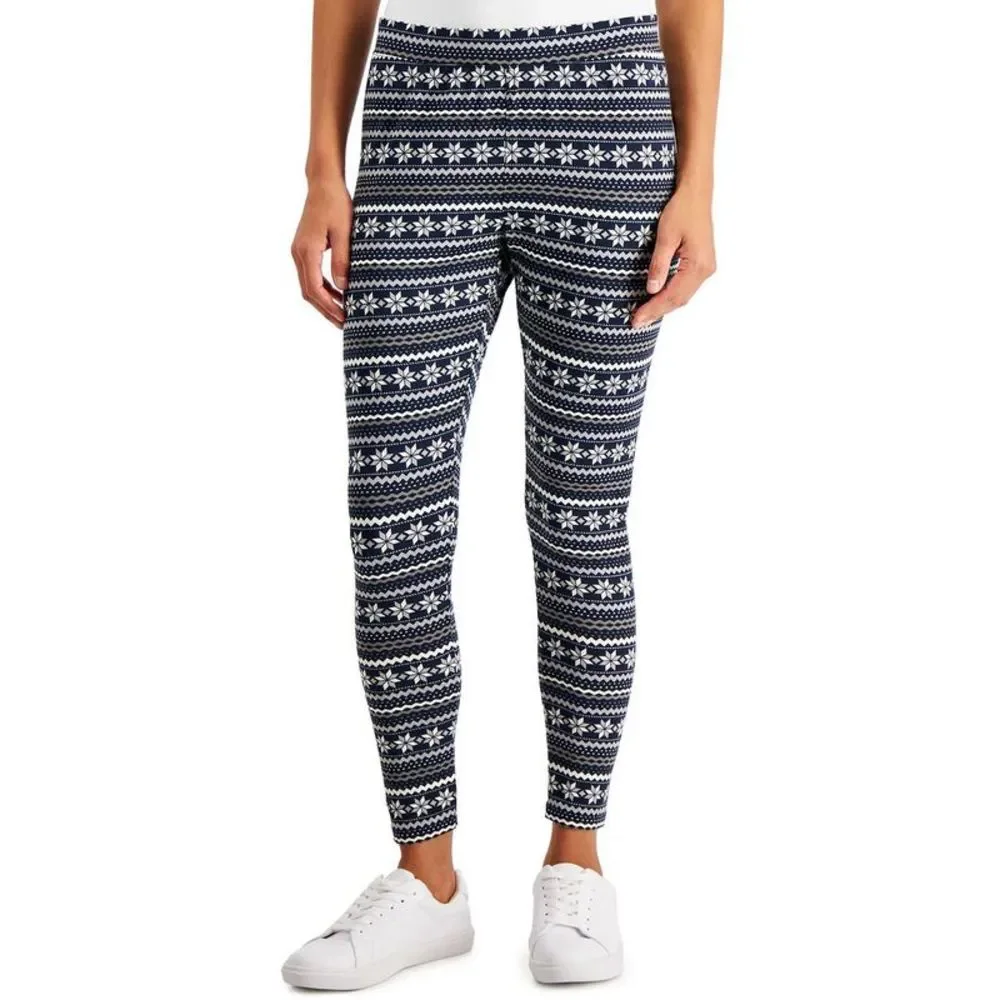 Style & Co. Womens Blue Knit Printed Pull On Leggings NWT
